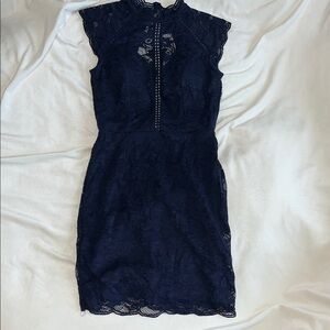 Whimsy goth Elegant and sexy navy blue Lace date night party Dress size S